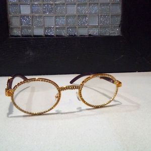 Cartier style wood frame glasses clear lens